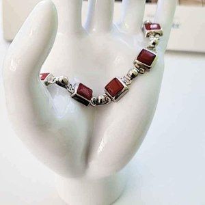 Sterling Silver Beautiful Red Coral Bracelet